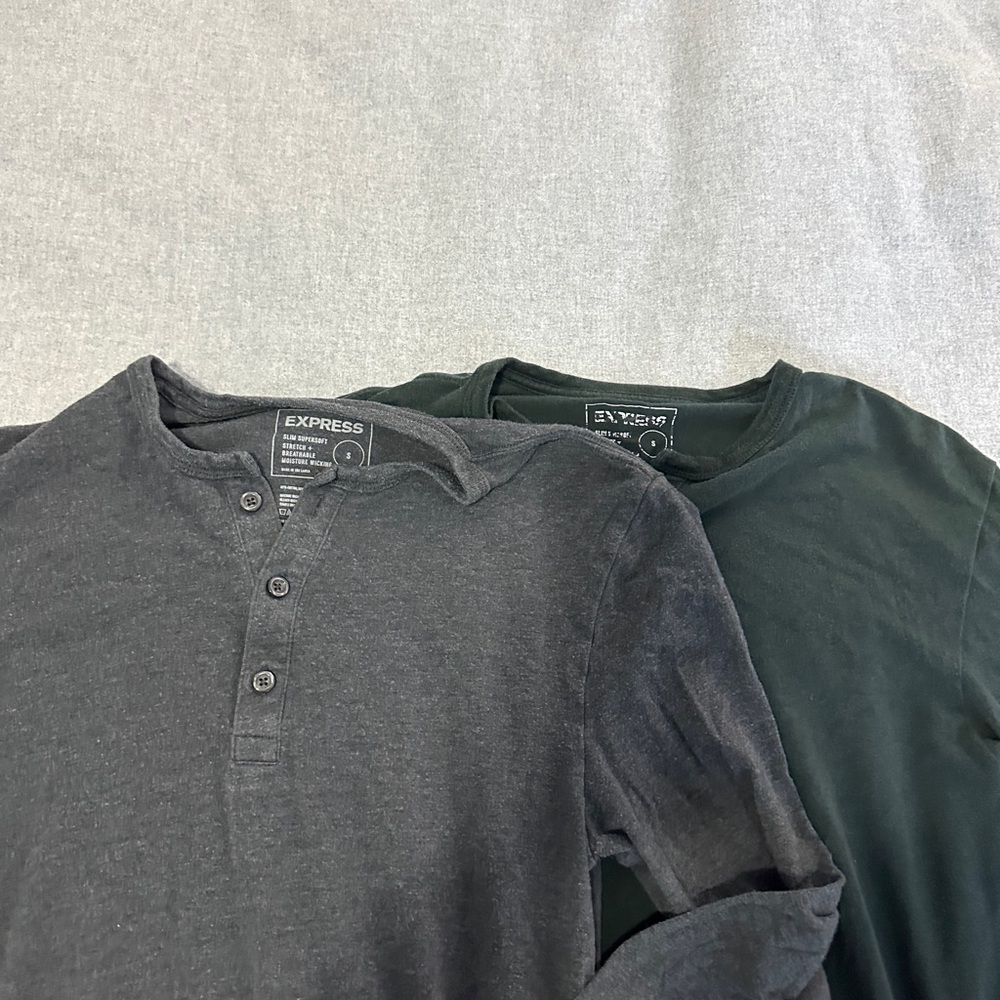 Express Size Small Two Basic Long Sleeves In Grey… - image 5